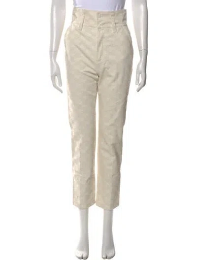 Pre-owned Fendi Lace Pattern Straight Leg Pants In Neutral