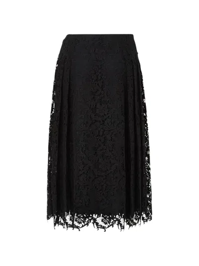 Fendi Macrame Lace Skirt Sheer Overlay Design In Black