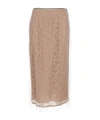 Fendi Beige Tube Skirt With All-over Floral Embroidery In Lace Woman In Nude