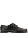 Fendi Leather Lace-up Shoes Squared Toe In Black