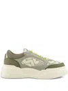 Fendi Lace-up Leather Sneakers In Green