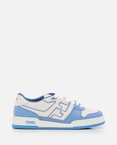 Fendi Lace Up Leather Sneakers In White
