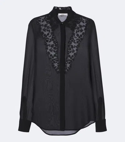 Fendi Lace-trimmed Silk Georgette Shirt In Animal Print