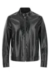Fendi Leather Jacket Front Pockets Snap Button Cuffs In Black