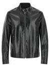 Fendi Leather Jacket Front Pockets Snap Button Cuffs In Black