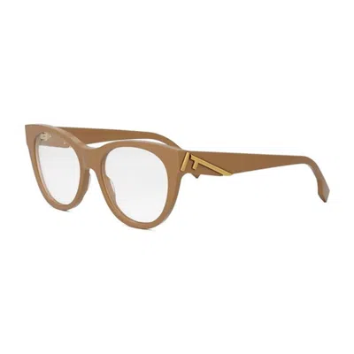 Fendi Ladies Black Round Eyeglass Frames Fe50101i 045 In Brown