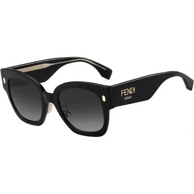 Pre-owned Fendi Ladies Black Sunglasses W/ Gold Hardware, "ff0458/g/s" In Gray