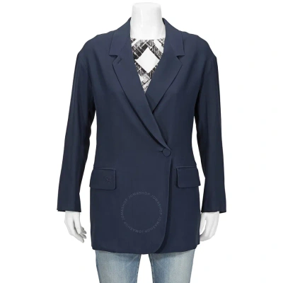 Fendi Ladies Blue Silk Off-centred Buttoned Blazer