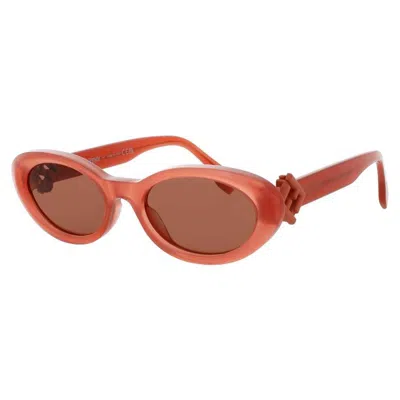 Fendi Ladies Multi-color Rectangular Sunglasses Fe40140u66s In ["grey"]