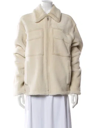 Pre-owned Fendi Lamb Fur Fur Coat In Neutral