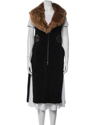 Pre-owned Fendi Lamb Leather Coat In Black