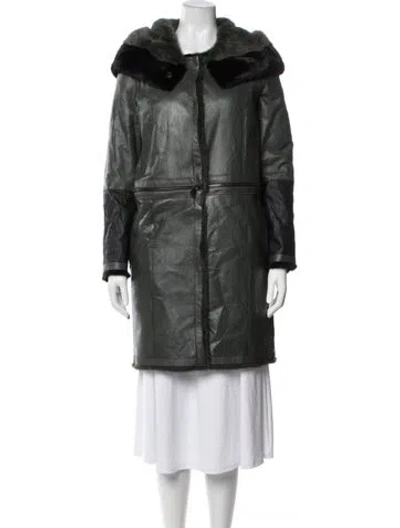 Pre-owned Fendi Lamb Leather Coat In Green