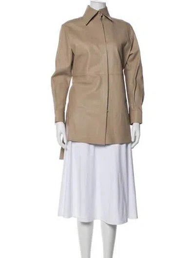 Pre-owned Fendi Lamb Leather Coat In Neutral