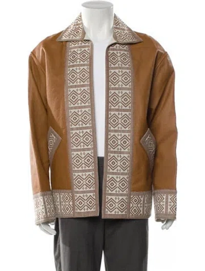 Pre-owned Fendi Lamb Leather Printed Overcoat W/ Tags In Multi