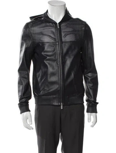 Pre-owned Fendi Lambskin Moto Jacket In Black