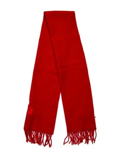 Pre-owned Fendi Lambswool Zucca Ff Logo Scarf In Red