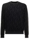 Fendi Ff Monogram-pattern Jumper In Ardesia Nero