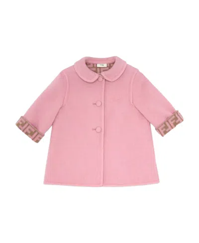 Fendi Lapel Long-sleeved Coat In Pink