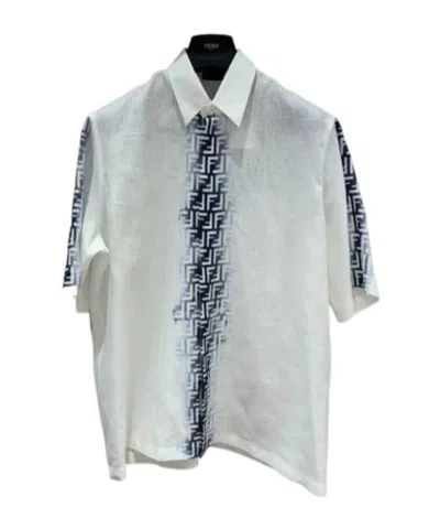 Fendi Lapel Short-sleeved Shirt In Gray