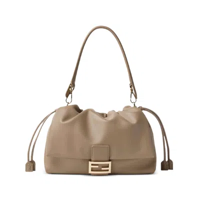 Fendi Large Baguette Soft Logo-plaque Tote Bag In Neutrals