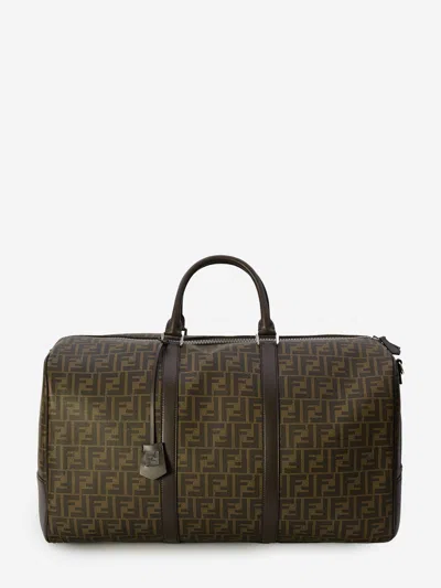 Fendi Large Boston Ff Duffle In Sand