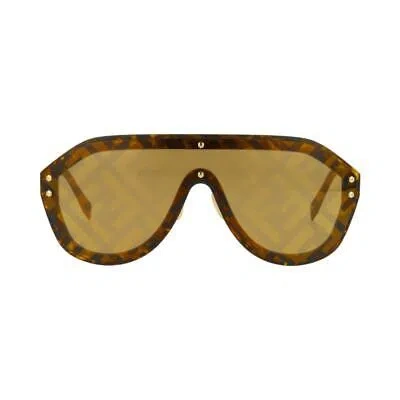 Pre-owned Fendi Large Brown Signature Sunglasses W/ Tan Details, “ffm0039/g/s” In Gold