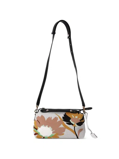 Pre-owned Fendi Large By The Way Floral Canvas Shoulder Bag In Neutral