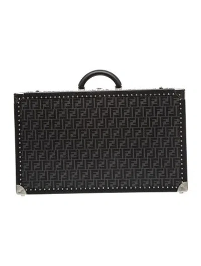 Pre-owned Fendi Large Ff Embossed Leather Rigid Trunk In Black