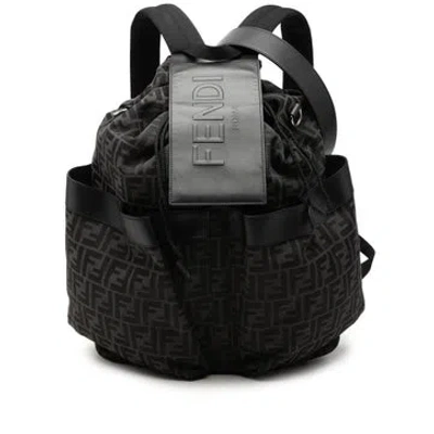 Pre-owned Fendi Large Ff Jacquard Strike Backpack In Grey