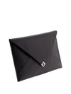 Fendi Structured Black Calf Leather Flat Pouch In Black
