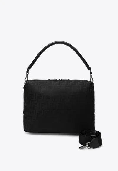 Fendi Large Lui Ff Jacquard Messenger Bag In Black