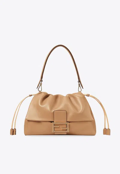 Fendi Large Mamma Baguette Leather Shoulder Bag In Brown