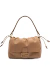 Fendi Large Mamma Baguette Logo-plaque Gathered Shoulder Bag In Brown