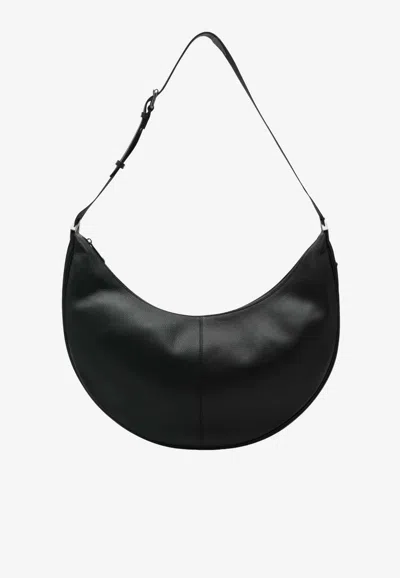 Fendi Large Melon Grained Leather Shoulder Bag In Black