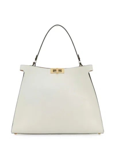 Fendi Large Peekaboo Shoulder Bag In White