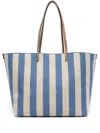 Fendi Large Reversible Shopping Bag With Embroidered Fabric In Blue
