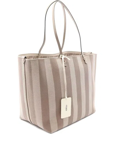 Pre-owned Fendi Large Roll Reversible Tote Bag In Neutral