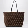 Fendi Large Roll Shopper Bag In Brown Embossed Ff Women In Brown