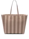 Fendi Reversible Shopper In Pequin Striped And Dove Grey Ff Fabric In Neutrals