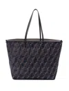 Fendi Women Embroidered Chenille Large Roll Shopping Bag In Blue