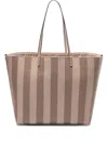 Fendi Reversible Shopper In Pequin Striped And Dove Grey Ff Fabric In Neutrals