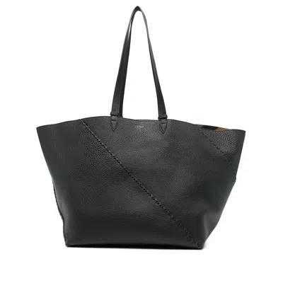 Fendi Large Selleria Diagonal Tote Bag In Black
