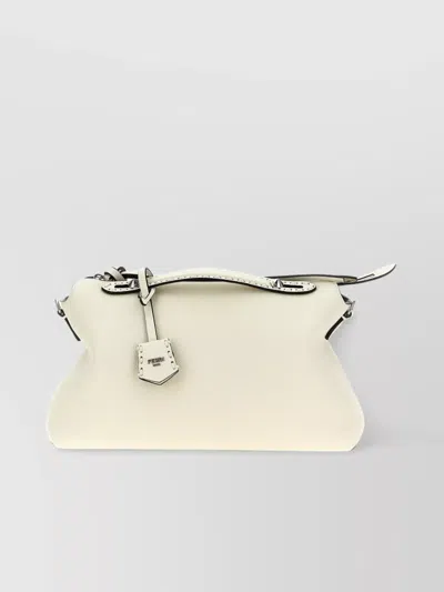 Fendi Large Selleria Tote Bag With Buckle Detail In White