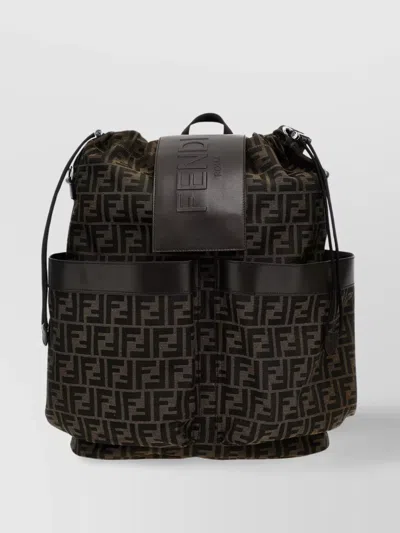 Fendi Large Strike Print Front Pocket Backpack In Brown