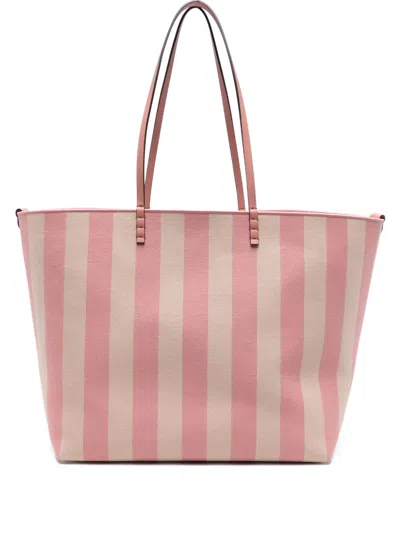 Fendi Large Striped Tote Bag In Pink