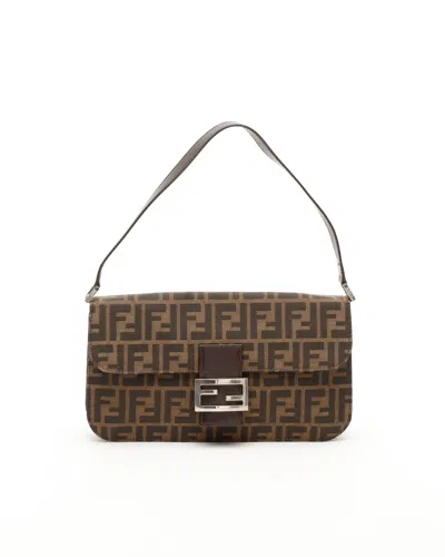 Fendi Large Zucca Baguette Bag In Brown