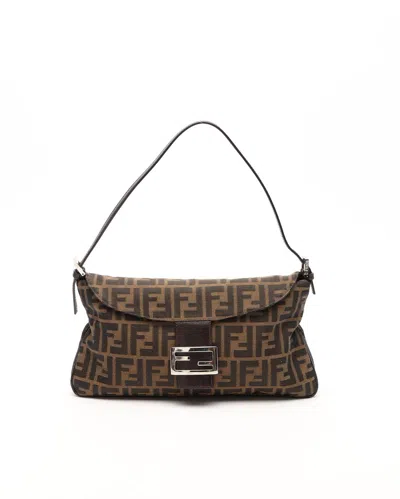 Fendi Large Zucca Baguette Bag In Brown