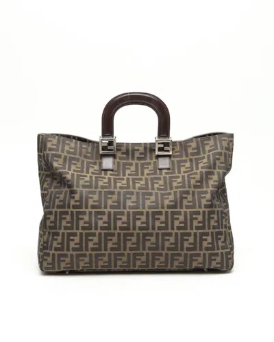 Fendi Large Zucca Tote Bag In Green