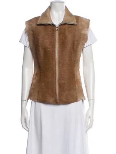 Pre-owned Fendi Late 1990's - Early 2000's Calf Hair Vest In Brown