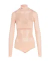 Fendi Layered-effect Mesh Bodysuit In Nude